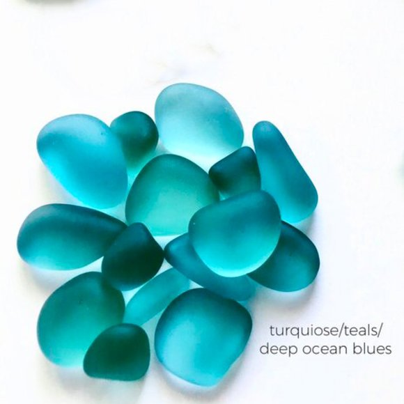 Sea And Glass - Sea Glass Threader Earrings - 14K Gold Fill - Ocean Blues - Picture 3 of 8